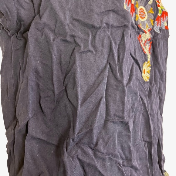 TEA N ROSE Embroidered Navy Blue Short Sleeve Pop Over Blouse Top Shirt Boho  S - Picture 9 of 16